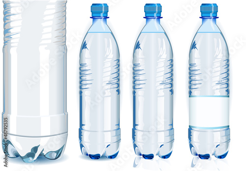 Four Water Plastic Bottles with Generic Label