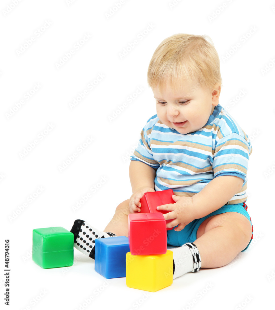 Little boy playing with multicolor blocks Little boy playing with multicolor blocks