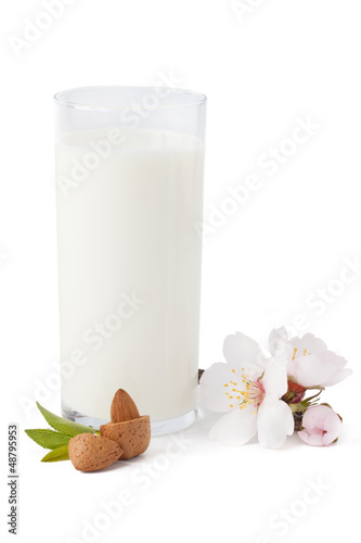 Almond milk, isolated on white background