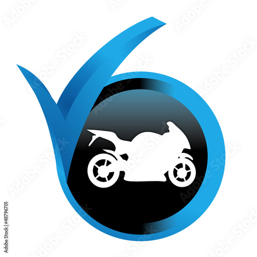 moto sur bouton validé bleu