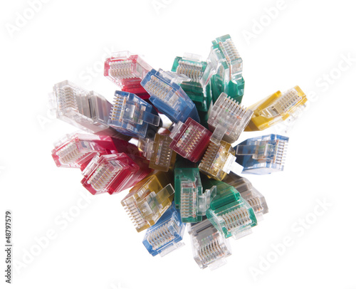 Multi colored computer network cables with clipping path photo