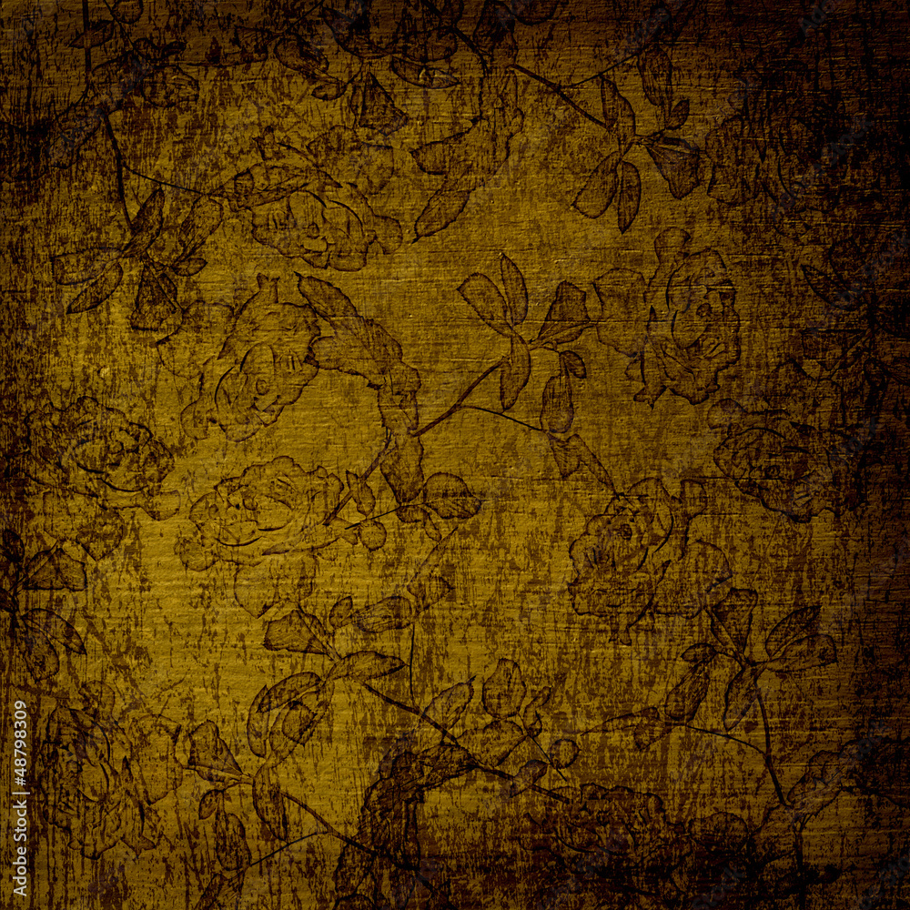 Fototapeta premium Scratch abstract background with floral beautiful ornament