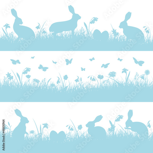 3 Blue Easter Header Meadow Bunny
