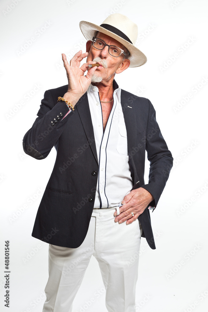 Gangster mafia man smoking cigar. Isolated on white. Gangster mafia man smoking cigar. Isolated on white.