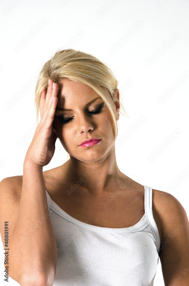 Sick young woman suffering from head ache Sick young woman suffering from head ache