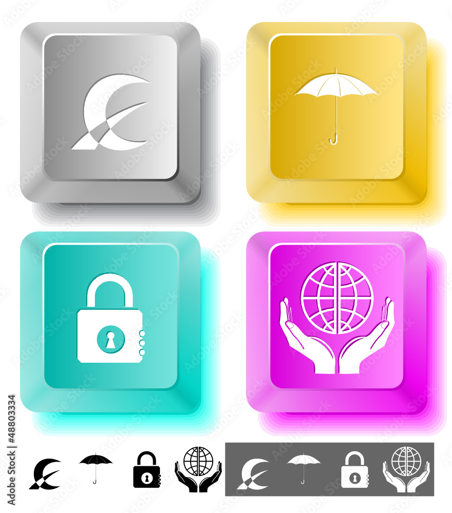 Business icon set. Computer keys. Vector illustration.