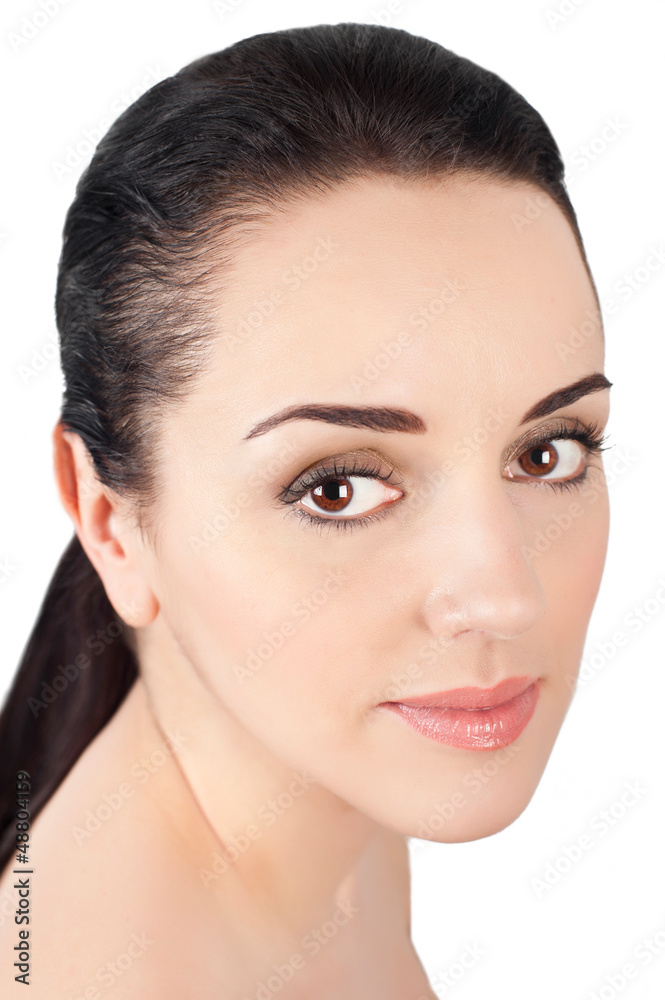 Portrait of young beautiful woman with day style natural make up Portrait of young beautiful woman with day style natural make up