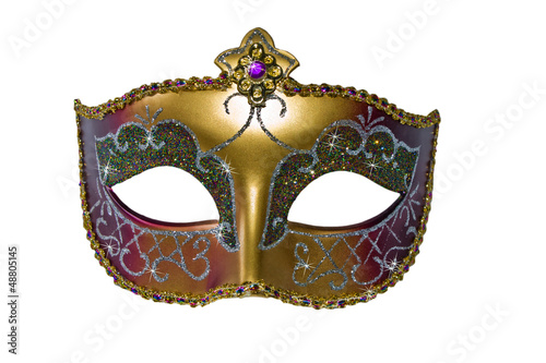 Carnival mask gold color with stars. Isolated