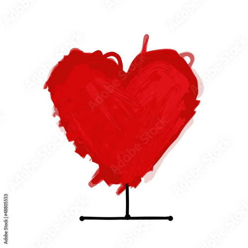 Red heart sketch for your design