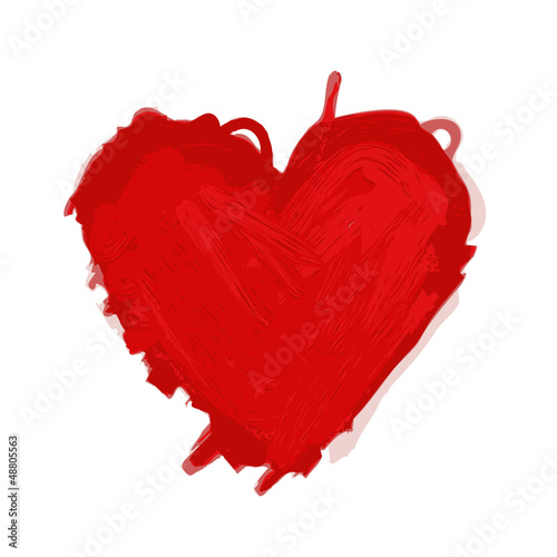 Red heart sketch for your design