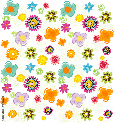Colorful fresh summer flowers pattern in vector