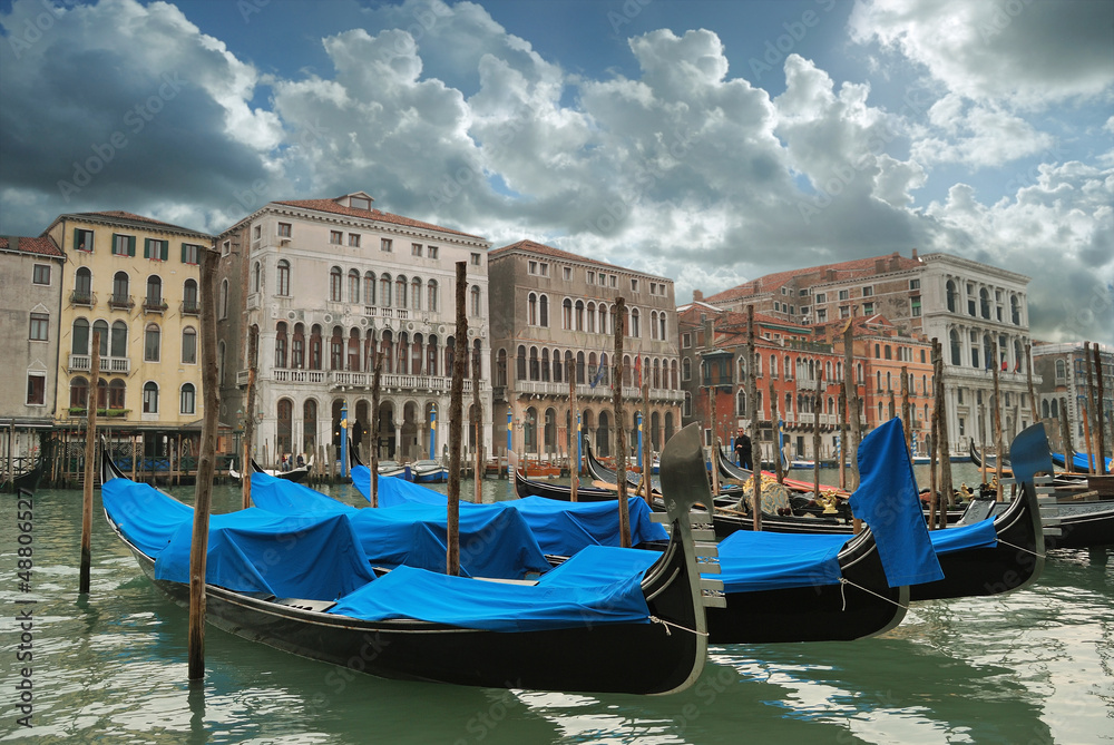 Venice gondolas Grand Canal panorama