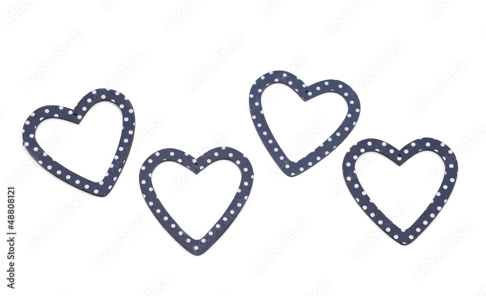 four hearts isolated over white background