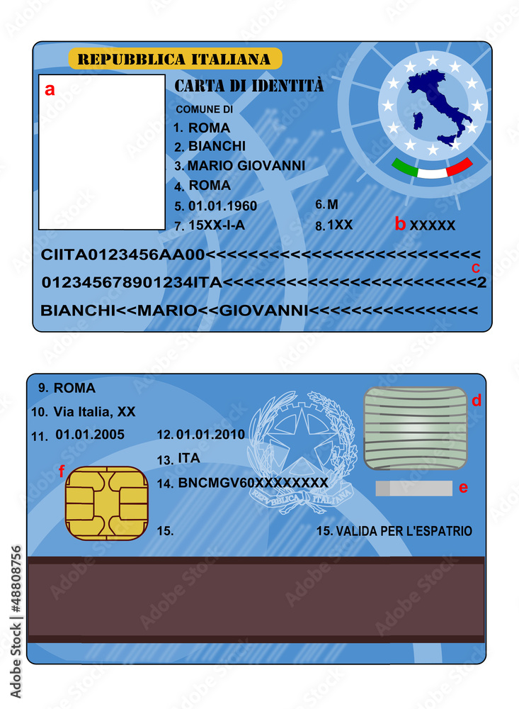 Carta d'identità elettronica - carta di servizi Stock Vector | Adobe Stock