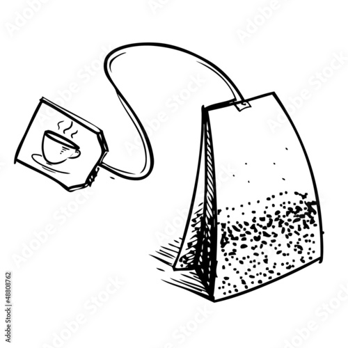 Tea bag with label