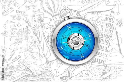 Compass on Travel Background