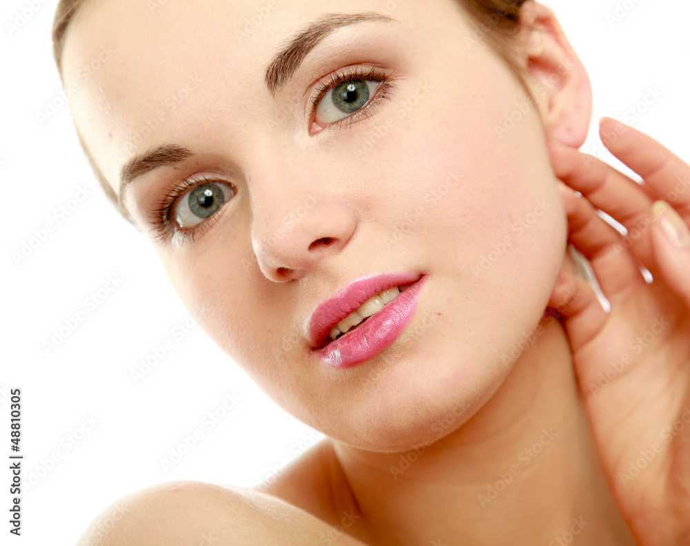 Fototapeta premium A beautiful woman, portrait isolated on white background