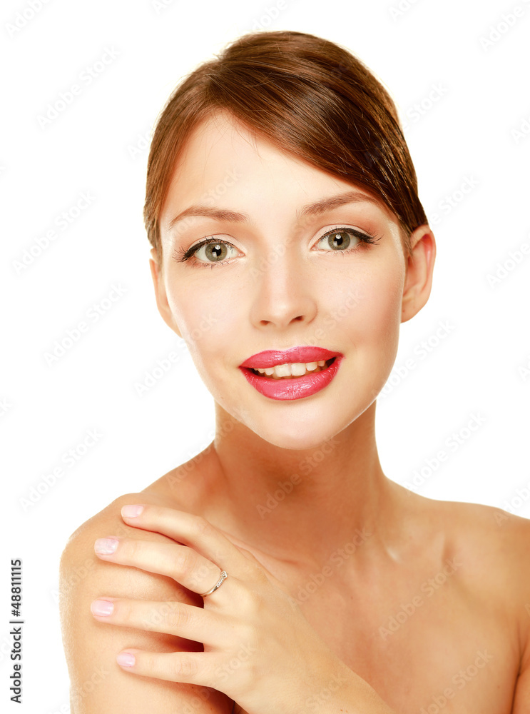 A beautiful woman, portrait isolated on white background A beautiful woman, portrait isolated on white background