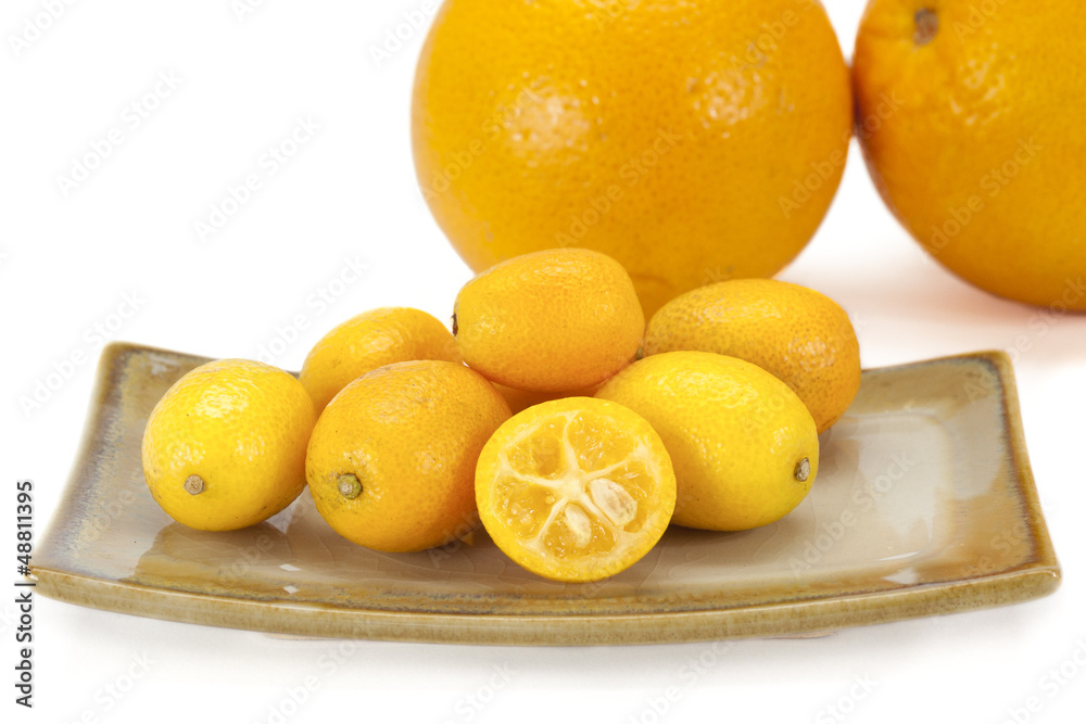 Cumquat or kumquat  on white background