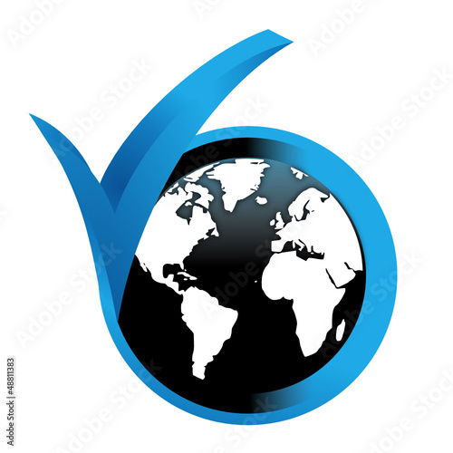 continents sur bouton validé bleu