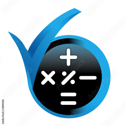 calculatrice sur bouton validé bleu