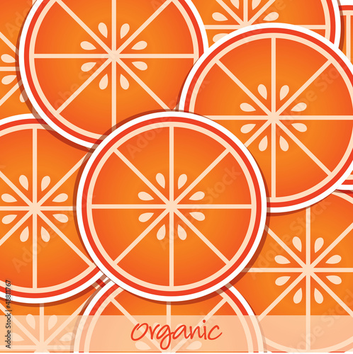 Organic blood orange slice background/card in vector format.