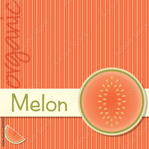 Bright organic melon card in vector format.