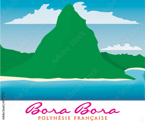Otemanu mountain of Bora Bora, French Polynesia in vector format