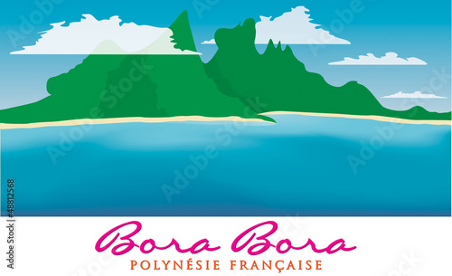 Otemanu mountain of Bora Bora, French Polynesia in vector format photo