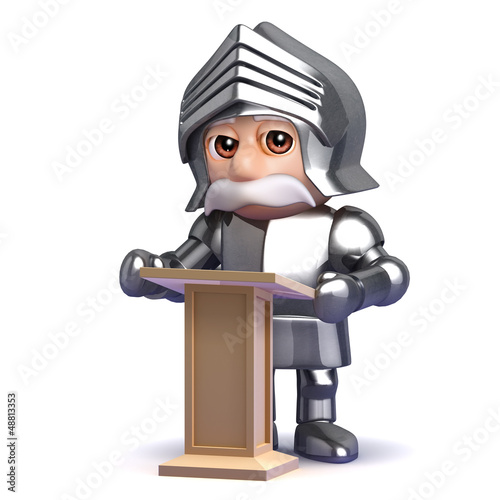 Knight speaks at the lectern