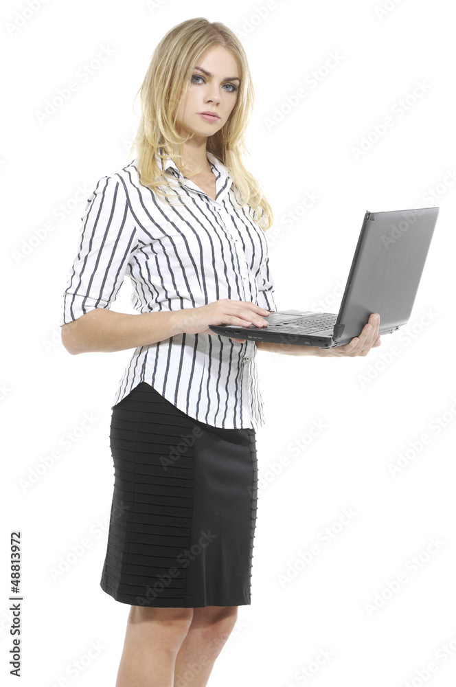 Isolated Young Business Woman Using Notebook Isolated Young Business Woman Using Notebook