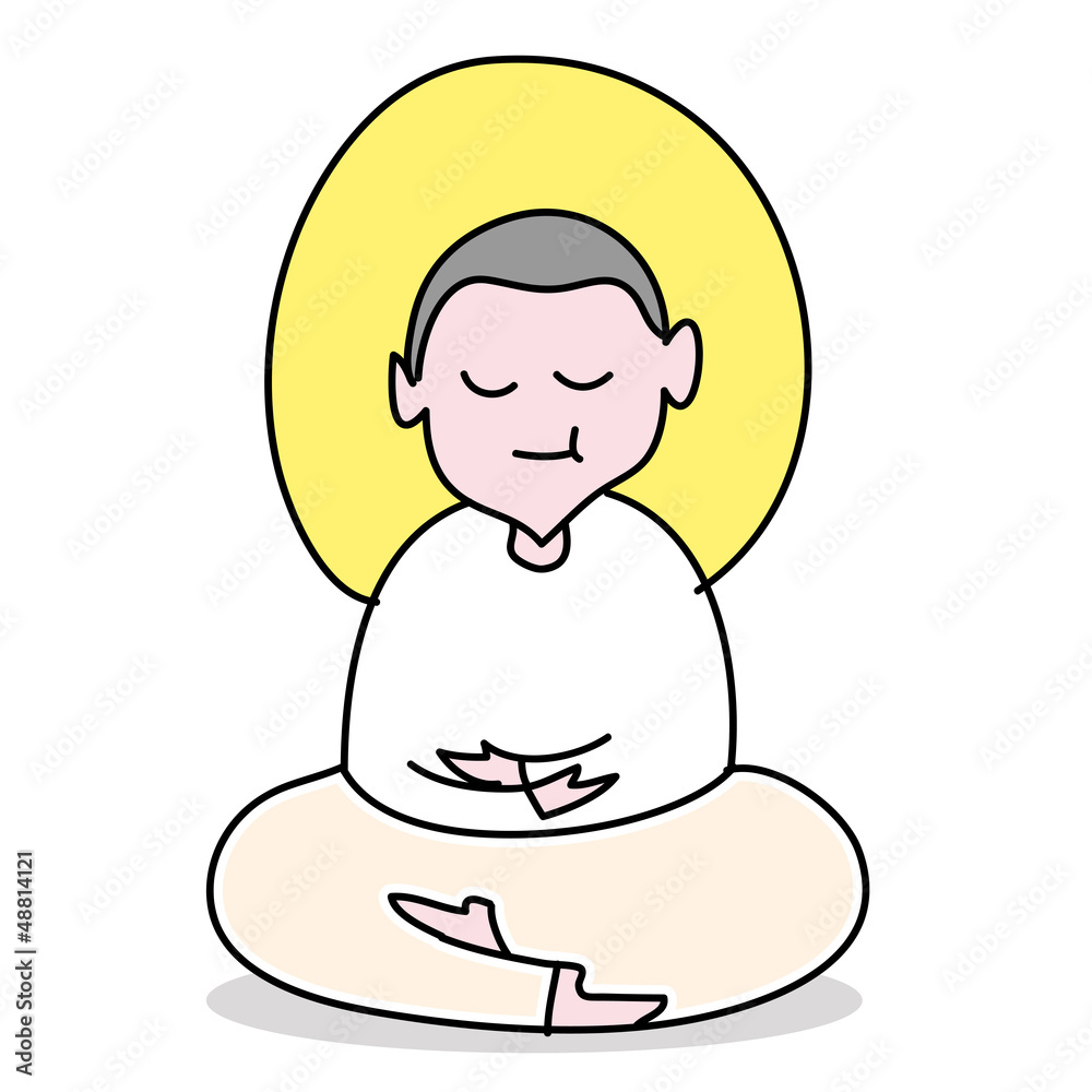 hand-drawn cartoon buddhist nun hand-drawn cartoon buddhist nun