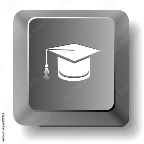 Graduation cap. Vector computer key.