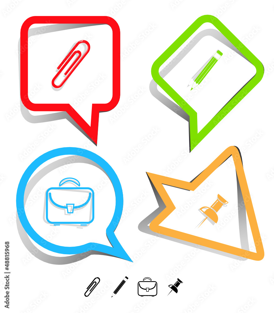 Business icon set. Paper stickers. Vector illustration. Business icon set. Paper stickers. Vector illustration.