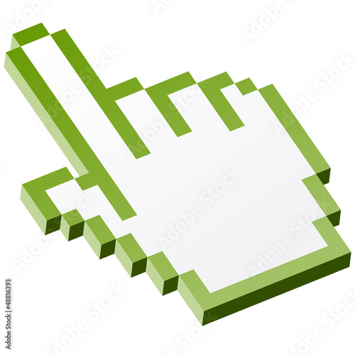 3D Pixelgrafik Hand - Zeigefinger grün
