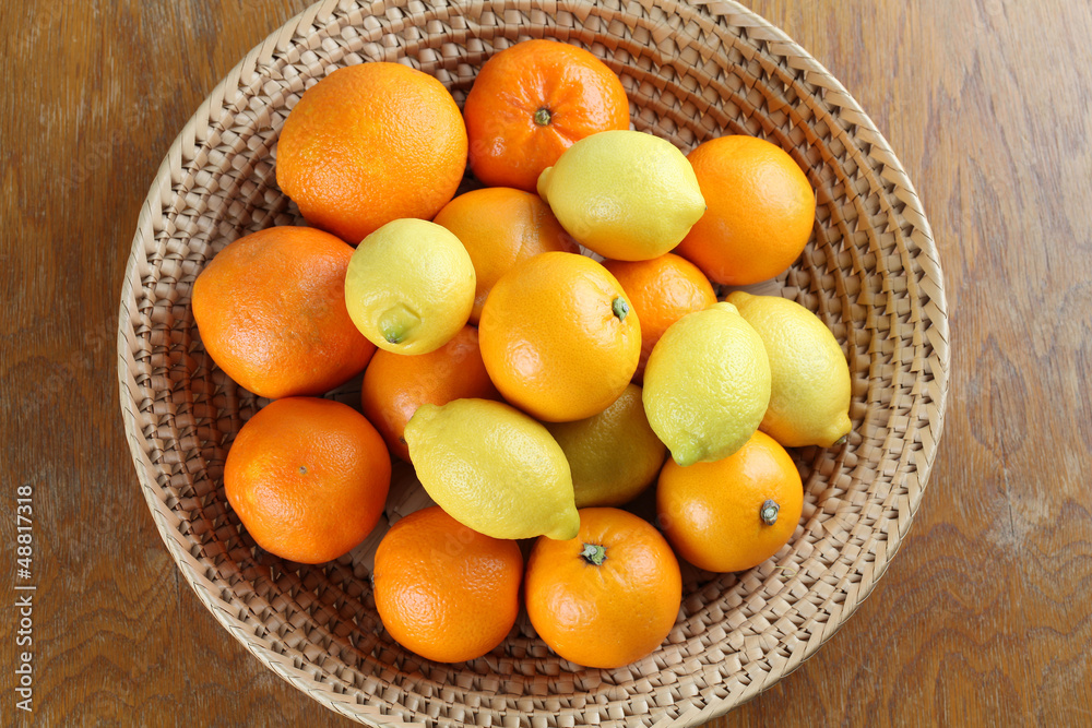 Citrus fruits in a basket