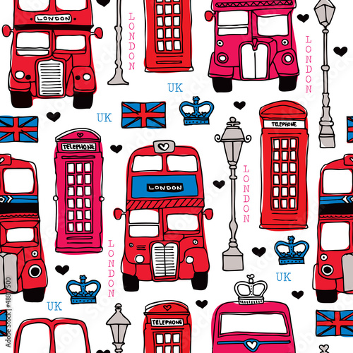Tapety Bezszwowej miłości Londyńskiej UK podróży ikony tła czerwony UK wzór
