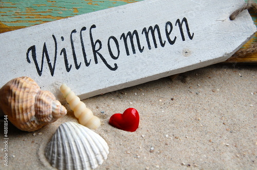Schild Willkommen