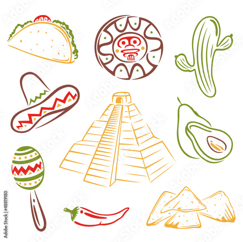 Mexico, Mexiko, Maya, design elements, vector set