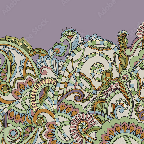 Invitation, greeting card with fancy flowers. Paisley design