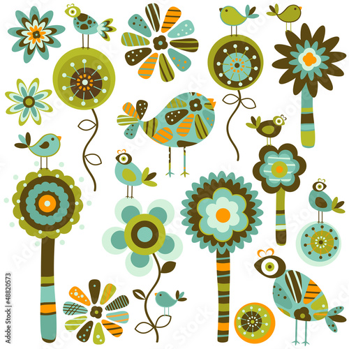 whimsy flowers & birds