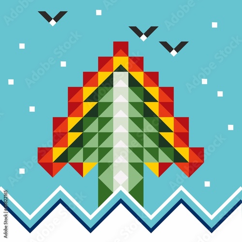 Abstract Christmas Tree. Vector illustration.