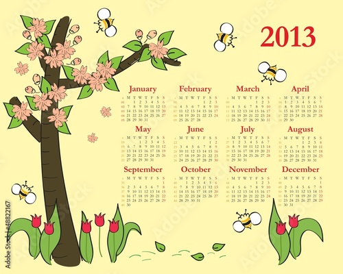 2013 Colorful calendar for children