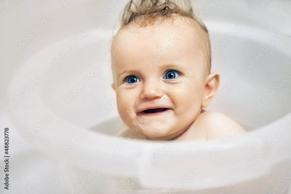 Baby having bath