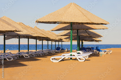 deck chairs on the beach