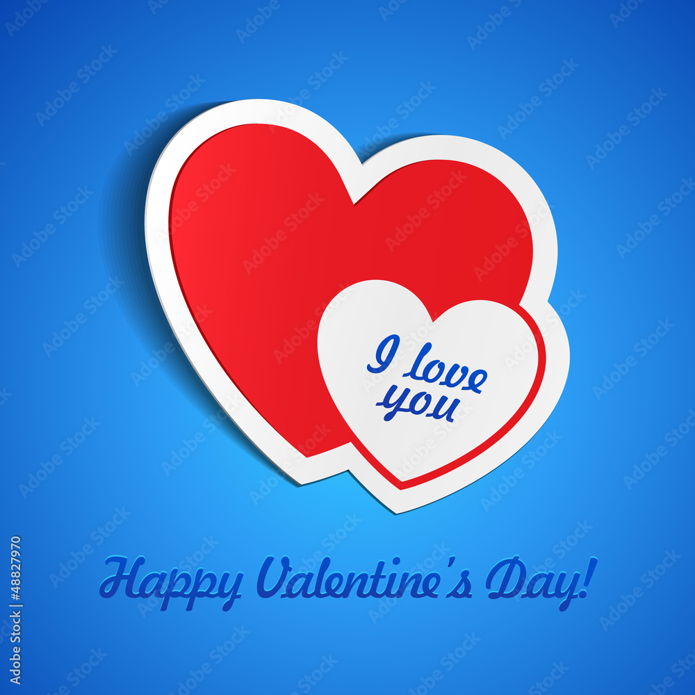 Double Red Heart Paper Sticker , Valentine's Day Double Red Heart Paper Sticker , Valentine's Day