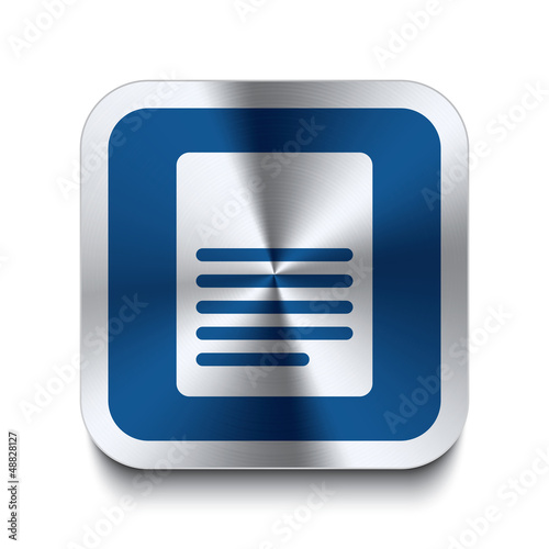 Square metal button - blue page icon