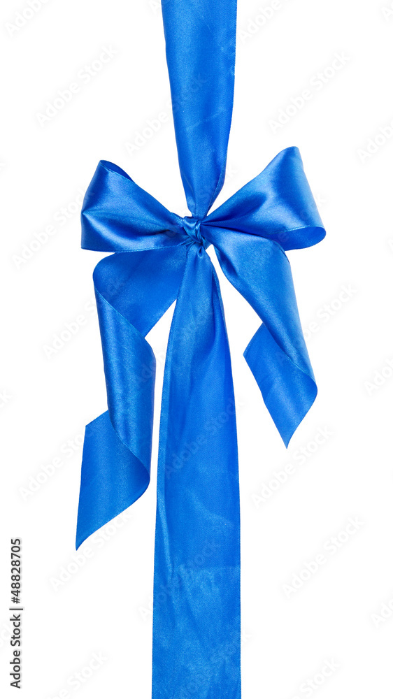 blue tied bow from ribbon