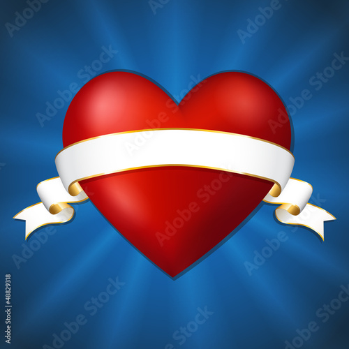 Heart with a ribbon on a dark blue background