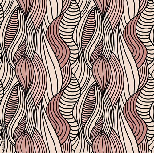Seamless abstract hand-drawn vector pattern  hair background